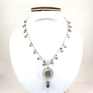 Collana Occhio di Gatto Naturale Quarzo Granato Peridoto Gemma Argento Sterling 925 - Foto 1 di 2