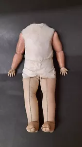 Antique leather doll body, size 30cm, TLC, repair project, Germany - Picture 1 of 16