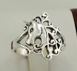 ANILLO UNICORNIO CAPRICHOSO DE PLATA ESTERLINA .925 DETALLADO talla 10 estilo # r2026 - Imagen 1 de 1