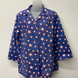 Vintage Clown Shirt 3/4 Arm Gr. M Zirkus Kittel Flagge Stern USA rot weiß blau - Bild 1 von 12