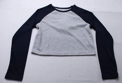 Top de pijama corto de acanalado raglán manga larga Gap WR4 gris jaspeado claro talla 8 nuevo con etiquetas Foto 1 de 3