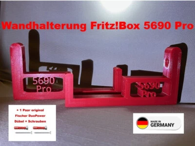 FritzBox 5690 Pro Wandhalterung DELUXE Wandmontage Halterung 2 Stück, Rot Neu! - Bild 1 von 4