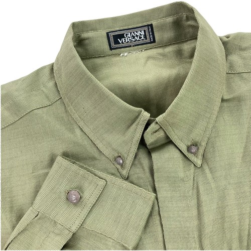 Gianni Versace Camicia Uomo Cotone Medusa Bottoni Verde Italia • Taglia 54 Large XL