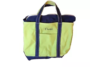 LL BEAN CANVAS Boat & Tote Bag Green and Blue Made in USA VGUC!! - Picture 1 of 10