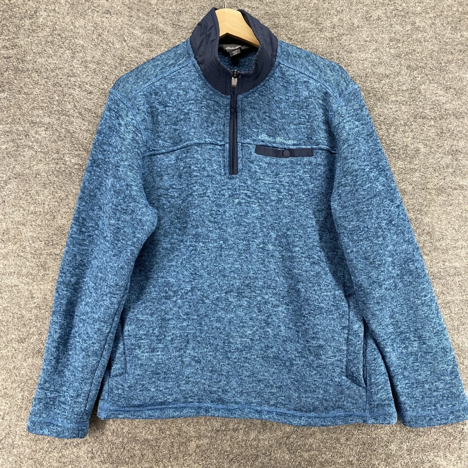 Eddie Bauer Jacket Men M Medium Blue High Neck Zipper Pockets Long Sleeve Solid - Image 1 of 4