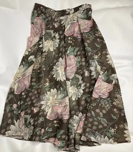 Vintage Rock mehrfarbig braun rosa Blumen A-Linie Midi leicht Gr. 13 - Bild 1 von 6