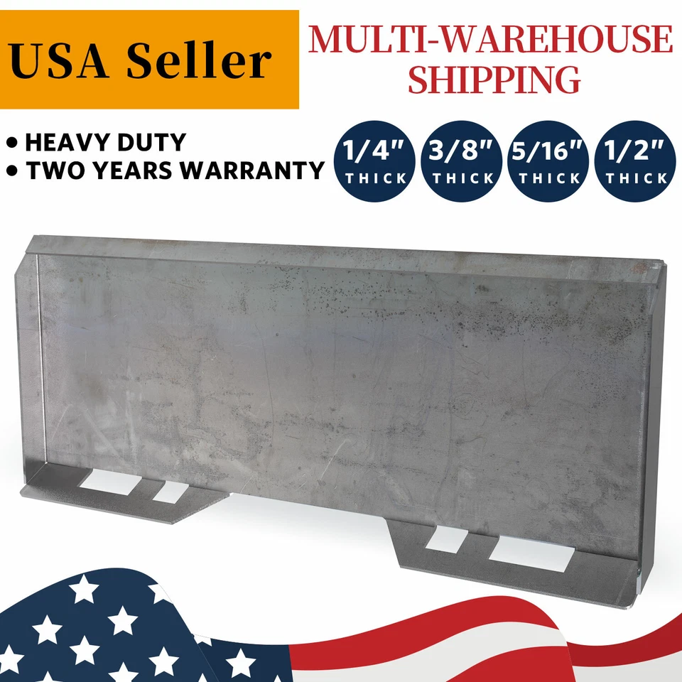 1/4" 5/16" 3/8" 1/2" Skid Steer Mount Plate Adapter Loader Quick Tach Attachment - Image 1 of 4