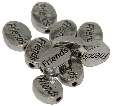 10 x Metal Friends Oval Spacer Bead Handmade DIY Costume Jewellery Craft Making - Image 1 of 2