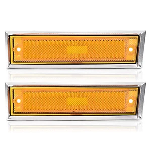 Side Marker Lights Chrome Bezel Lens For Chevy C10 C20 C30 GMC C1500 1981-1991 - Picture 1 of 12
