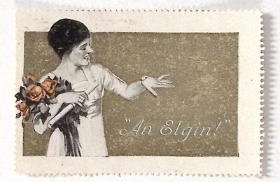 ELGIN WATCH Ladies Watch Rose Bouquet Poster Stamp Cinderella c 1915 - Image 1 of 2