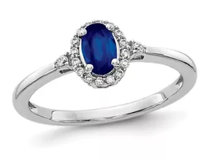 1/2 Carat (ctw) Blue Sapphire Ring 14K White Gold - Picture 1 of 4