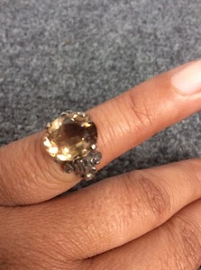 Unmarkierter Vintage Cini Ring Sterlingsilber 925 gelb brauner Stein Größe 4,25 - Bild 1 von 7