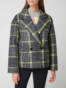MARC CAIN Jacket Check Black Yellow Wool Boxy Fit Single Button Closure N2 UK 12 - Picture 1 of 5