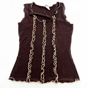 Charlotte Russe Y2k Brown Ruffle Tank Small - Picture 1 of 4