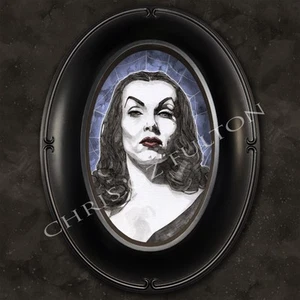Vampira Glamour Ghoul Horror Movie Framed Art Print By Artist Chris Oz Fulton  - Picture 1 of 2