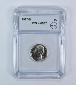 1987-D Jefferson Nickel MS67 ICG *2785 - Picture 1 of 5