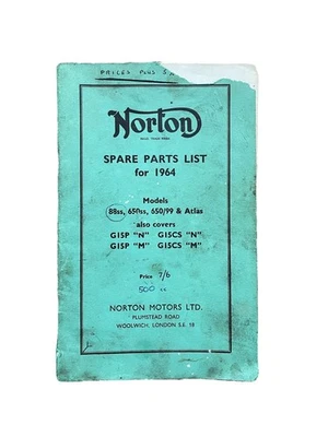 Norton Spare Parts List for 1964 models 88ss, 650ss, 650/99 & Atlas - Image 1 of 4