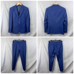 Traje Reiss Para Hombres 36 30 Azul Real Johnson 100% Lana Muesca Solapa Blazer Pantalones - Imagen 1 de 23