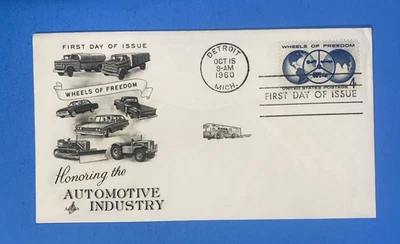 1960  FIRST DAY COVER - 4c -  HONORING THE AUTOMOTIVE INDUSTRY - Image 1 of 2