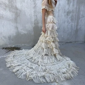 Vestido de novia vintage de ensueño con volantes espumosos de los años 30 red tren largo vintage - Imagen 1 de 23