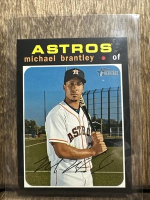 Mini impresión corta Topps Heritage Michael Brantley #425 2020 #'d 51/100 Astros Foto 1 de 4