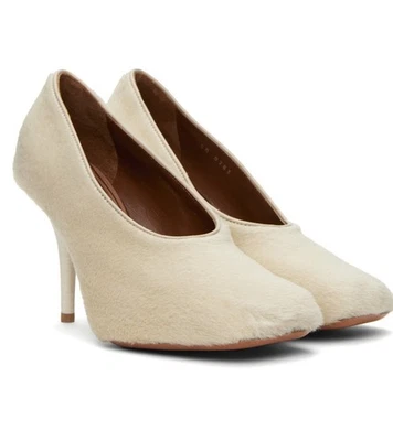 GIVENCHY Show Tacones Crema Blanco Piel de Cordero Bombas de Cabello 37.5/38 Puntera Cuadrada Nuevo Foto 1 de 4