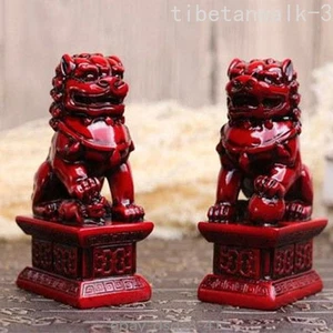 Statua cane foo fu resina fengshui Cina 10,5 cm porta guardiana decorazione leone - Foto 1 di 3
