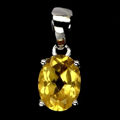 925 Sterling Silver Pendant Oval Citrine 8x6mm Natural Gemstone Jewelry - Image 1 of 4