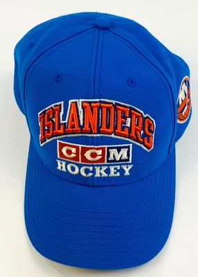 Vintage CCM NHL “Islanders” Snapback Mesh Hat – Pro OK’d – Retro Blue/Orange - Image 1 of 4