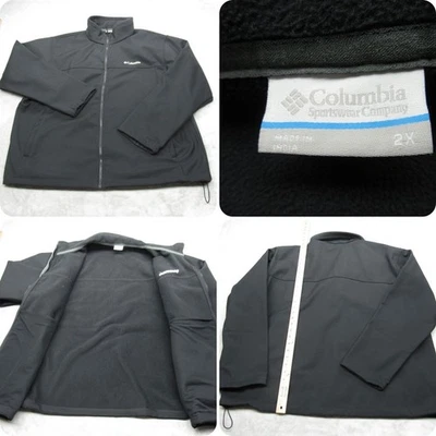 Chaqueta Columbia para mujer 2X negra Softshell bolsillo resistente al agua cremallera completa caminata contra el viento Foto 1 de 4