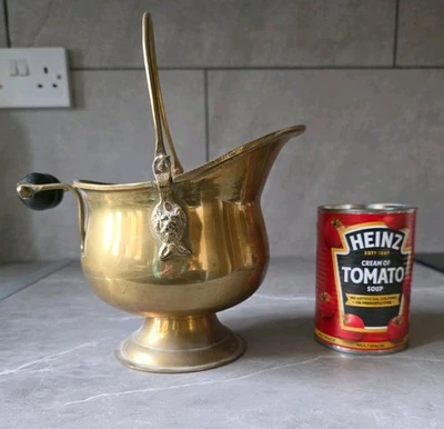 Medium Brass Helmet-Shaped Bucket/Planter Coal Scuttle with Lion Accents Vintage - Image 1 of 4