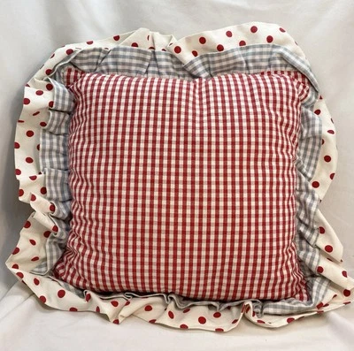 Almohada a cuadros y lunares Dakota roja vintage decoración rural Foto 1 de 4