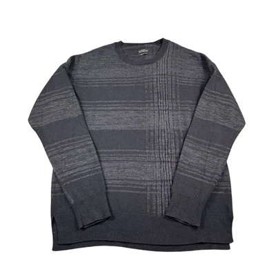 Allsaints Gray Checked Sett Pure Wool Mens Crewneck Size XL Excellent - Image 1 of 4
