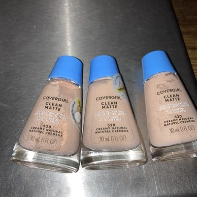 Covergirl Clean Matte Oil Control Liquid Foundation 520 Creamy Natural Lot Of 3 - Image 1 of 3