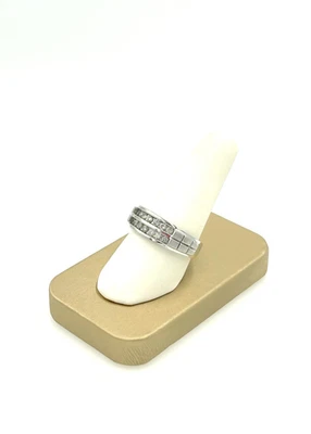Anillo de boda de oro de 10 quilates con doble fila de 1/2 quilates conjunto de canales de diamantes talla 10,5 $1299 certificado Foto 1 de 4