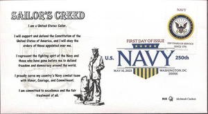 Navy- 250th Anniversary- FDC w/ DCP --Sailor's Creed-- McIntosh Cachets - Picture 1 of 1