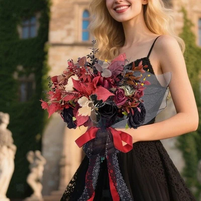 Bridal Holding Flowers Modern Wedding Bouquet for Anniversary Party Ceremony - Image 1 of 4