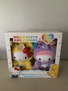 Hello Kitty x Care Bears-HK-Funshine Bear & My Melody-Share Bear/Plush 2pk NEW! - Picture 1 of 6