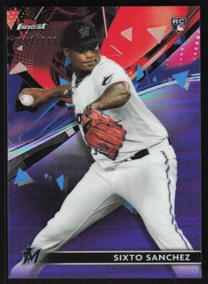 2021 Topps Finest Purple Aqua Vapor Refractor Sixto Sanchez /250 Miami Marlins - Image 1 of 2