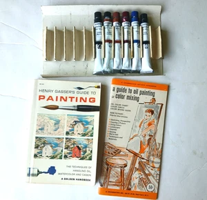 Vintage Grumbacher Oil Paint-6 Small Tubes-2 Booklets 1962 - Picture 1 of 3
