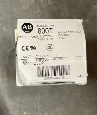 Allen Bradley 800T-D3D2 HONGO NARANJA Pulsador 1 NC CONTACTO Foto 1 de 4