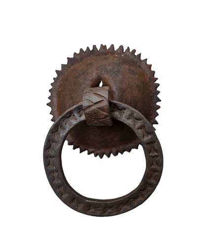 Original Antique 17th Old Wrought Iron Spanish Door Knocker Rare Bell Louis 13th Cover