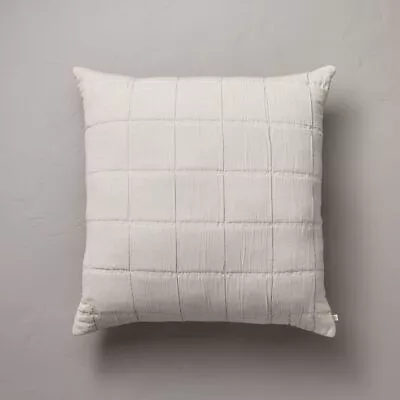 HEARTH & HAND WITH MAGNOLIA 26"x26" Grid Lines Matelassé Euro Bed Pillow Light Gray - Hearth &