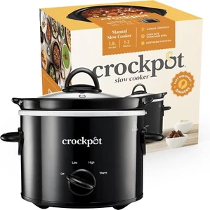 Crockpot CSC080 1.8 liters Slow Cooker, Ceramic Bowl 100W Black Brand New - Picture 1 of 6