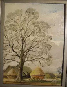 John Constable Reeve - Oil Painting - Farmstead with a Haystack. Suffolk. - Picture 1 of 7