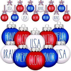 12 Pcs 4th of July Christmas Ball Ornaments Patriotic Christmas Decorations f... - Picture 1 of 7