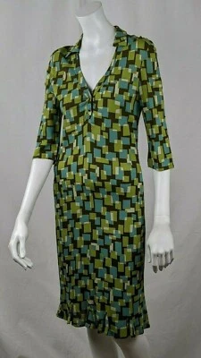 VESTIDO CYNTHIA STEFFE GEOMÉTRICO MANGA 3/4 VOLANTES TALLA S Foto 1 de 4