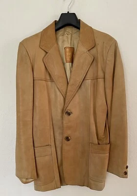 Peruzzi, Florence Italy men's vintage lined tan leather jacket size M - Image 1 of 4