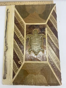 Hawaiian Scrap Photo Book Made With Island Paper Turtle Pressed Leaves Wood - Picture 1 of 6