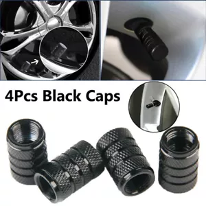 4pcs Black Car Wheel Tyre Valve Stems Air Dust Cover Caps Aluminium Accessories - Picture 1 of 15